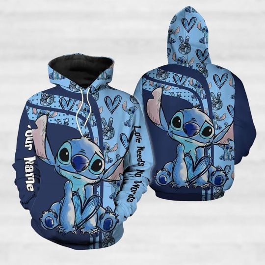 Custom Stitch 3D Hoodie, Custom Stitch 3D Hoodie, Ohana Means Family Shirt, Disney Cartoon Hoodie, Hoodie For Men, Stitch Lover Gift