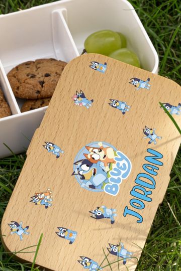Custom BlueyDad Bento Lunch Box for Kids - Insulated Toddler Lunchbox, Birthday Gift