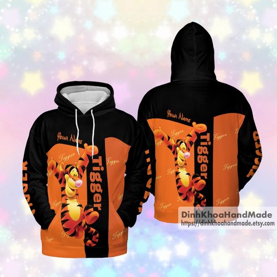 Personalized Tigger Hoodie, Winnie The Pooh Hoodie, Disney Tigger Hoodie, Disneyworld Hoodie, Movie Character 3D All Over Print Shirt