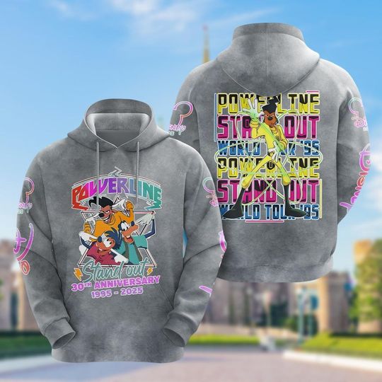Powerline 30th Anniversary Shirt, A Goofy Movie Hoodie, Disney 90s Concert Tour Graphic Tee, Stand Out Powerline Shirt