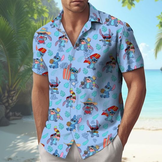 Disney Stitch Hawaiian Shirt, Disney Stitch Summer Beach Shirt for Men Women, Lilo and Stitch Gift, Funny Ohana Means Family Shirt