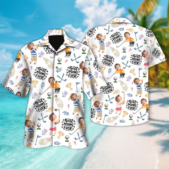 Custom Photo Golf Best Dad By Par Hawaiian Shirt, Photo Face Hawaii Shirt, Photo Golf Button Up Shirt Holiday, Golf Hawaiian Shirt