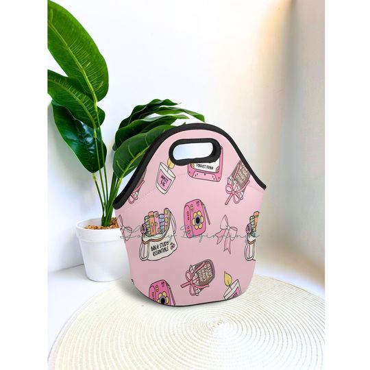 Christian Girl Essentials Neoprene Lunch Bag - Pink, Inspirational Design for School and Gifts