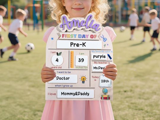 Customized First and Last Day School Sign, Back to School Sign, Kindergarten 1st Day of School Sign, First Day School Wooden School Board