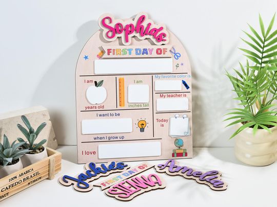 Personalized First And Last Day School Sign, Back to School Sign, Kindergarten 1st Day of School Sign, First Day School Wooden School Board