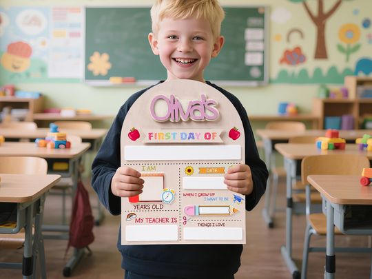 Personalized First And Last Day School Sign, Back to School Sign, Kindergarten 1st Day of School Sign, First Day School Wooden School Board