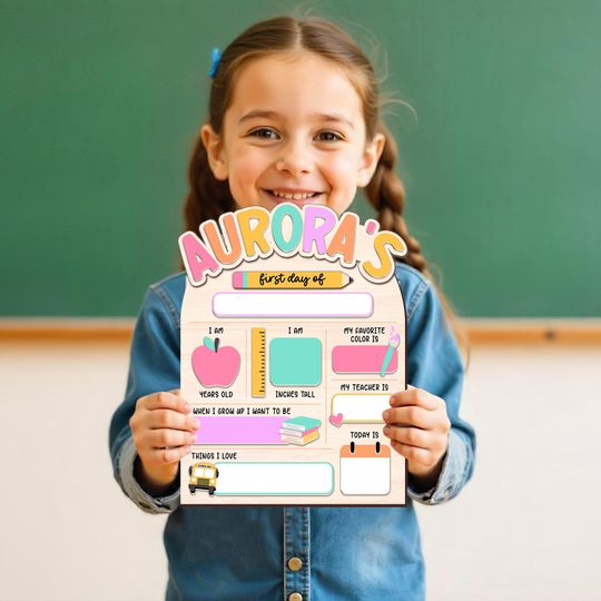 First Day of School Sign, Last Day of School Sign, Kindergarten Wooden School Board for Kids, Back to School Sign Back to School Photo Prop