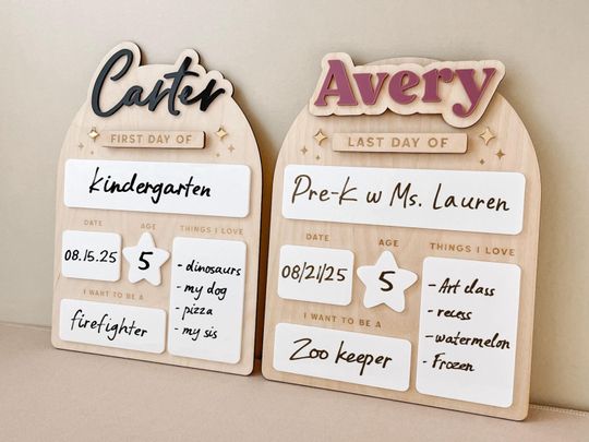 First Day of School Sign Photo Prop Last Day of School Sign Reusable Personalized School Sign for Kid Custom Back to School Board First Day