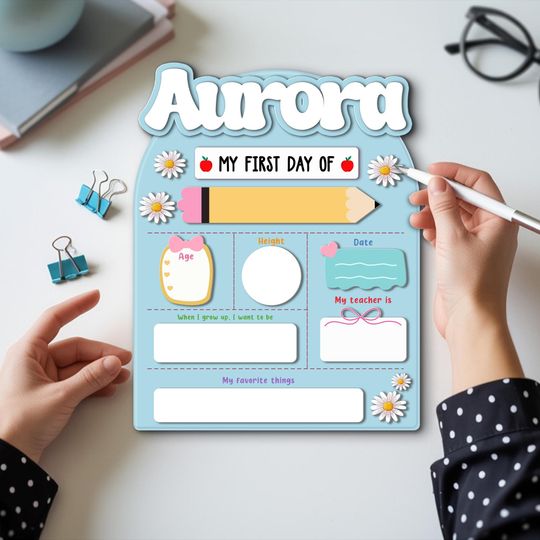 Customized First And Last Day School Sign, Custom Name Back to School Sign, Kindergarten 1st Day of School Sign, School Board Gift for Kids