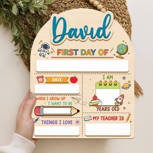 Customized First And Last Day School Sign, Back to School Sign, Kindergarten 1st Day of School Sign, First Day School Wooden School Board