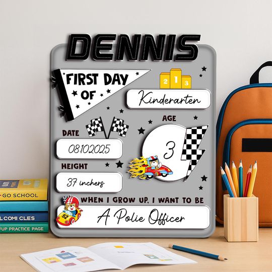 Custom First Day and Last Day Of School Sign for Boy, Custom Name Acrylic Sign, Back To School Sign, 1st Day of Kindergarten Reusable Board