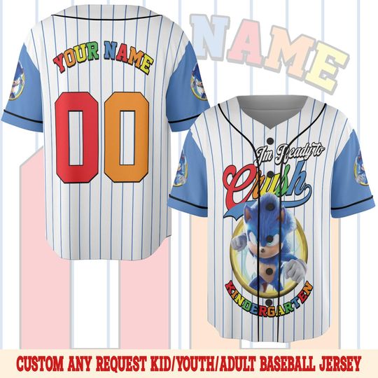 Sonic Back To School Baseball Jersey, Personalized Sonic Baseball Shirt, Kids School Jersey, Sonic The Hedgehog Fan Gift