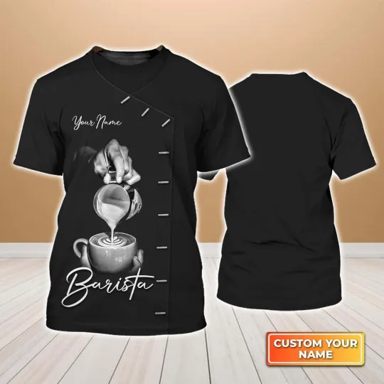 Barista Hand Making Lattle Drawing Black And White Personalized Name 3D Barista