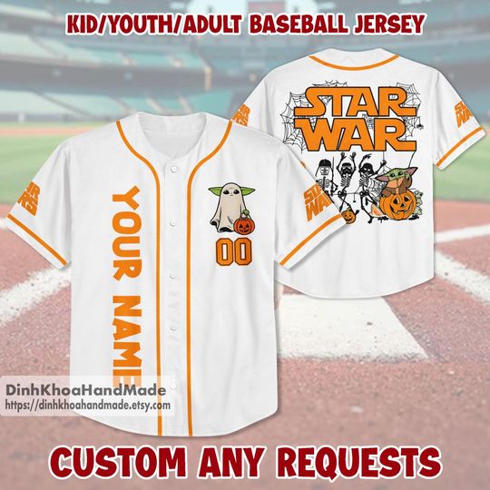 Custom Star Wars Halloween Baseball Jersey, Star Wars Jersey , Halloween Jersey, Disney Halloween Matching Jersey