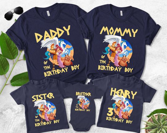 Custom Disney Hercules Birthday Shirt, Hercules Family Matching Shirt, Hercules Megara Hades Group Halloween Shirt