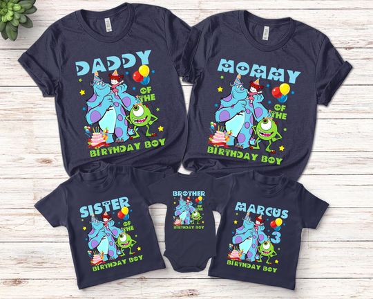 Personalized Monsters Inc Birthday Shirts, Disney Monsters Inc Shirt, Birthday Family, Custom Birthday Monster Inc, Birthday Gifts