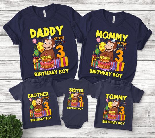 Curious George Birthday Shirt/Family Birthday Matching Shirt/Curious George Birthday Party Shirt/Custom Birthday Matching Shirt