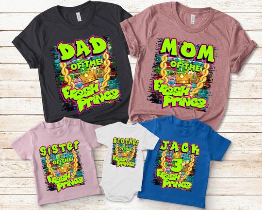 Fresh prince inspired birthday shirt, family matching shirts, character inspired birthday shirts, theme party shirts, gifts