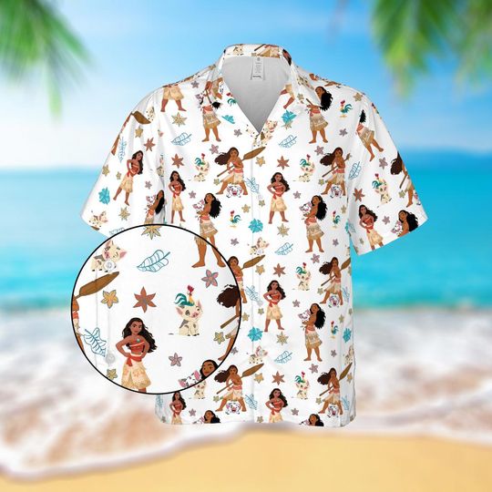 Disney Moana Pua and Heihei Floral Hawaiian Shirt
