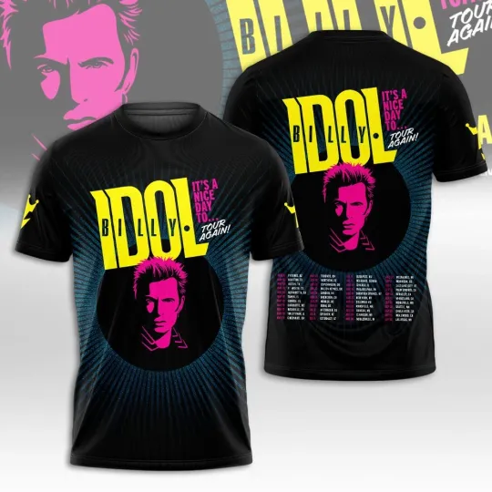 Billy Idol It's A Nice Day To Tour Again 2025 3D T-Shirt