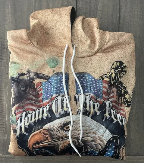 Men’s 3XL Eagle Army Veteran ‘Home of The The Free’ Patriotic Hoodie