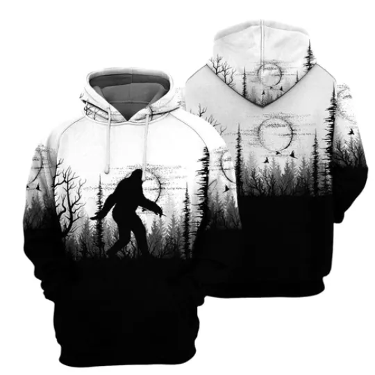 Bigfoot Black And White 8211 3D All Over Printed Shirt