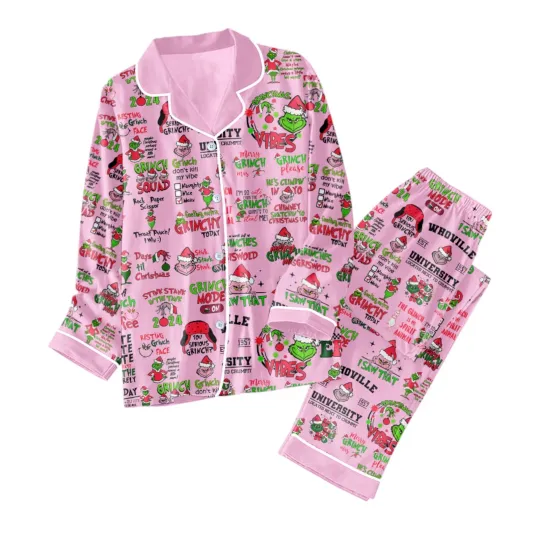 funny character Button Down Pajamas Set   VANDH 1594