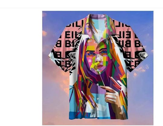 Billie Eilish Hawaiian Shirt, Edgy Tropical Style for Summer Concerts, Festivals, and True Music Fans