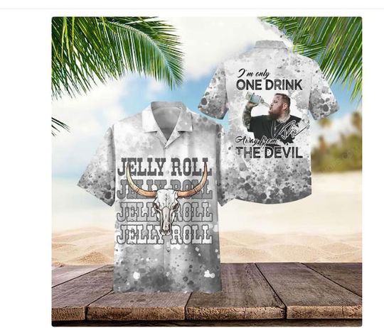 Jelly Roll Hawaiian Shirt, Country Rock Inspired Summer Outfit for Concerts, Festivals, and Beach Days