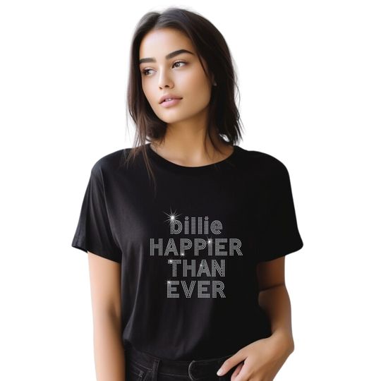 Rhinestone Happy Glam T Shirt  Bold, Sparkling Style for Every Occasion