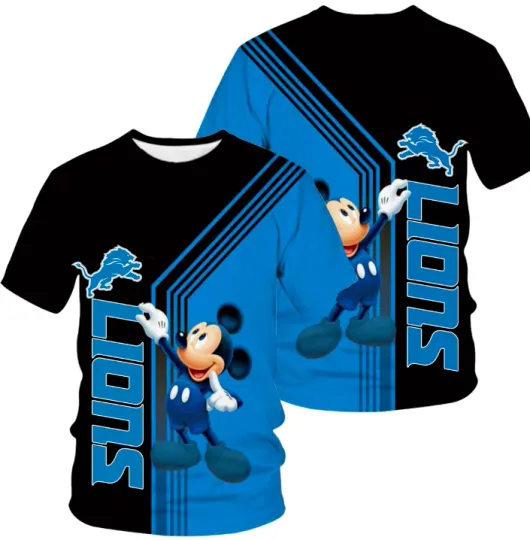 Mickey Mouse Detroit Lions 3D All-Over Print T-Shirt - Durable & Stylish