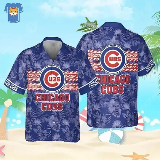 Chicago Cubs Hawaiian Button Down Shirt for Unisex Adults