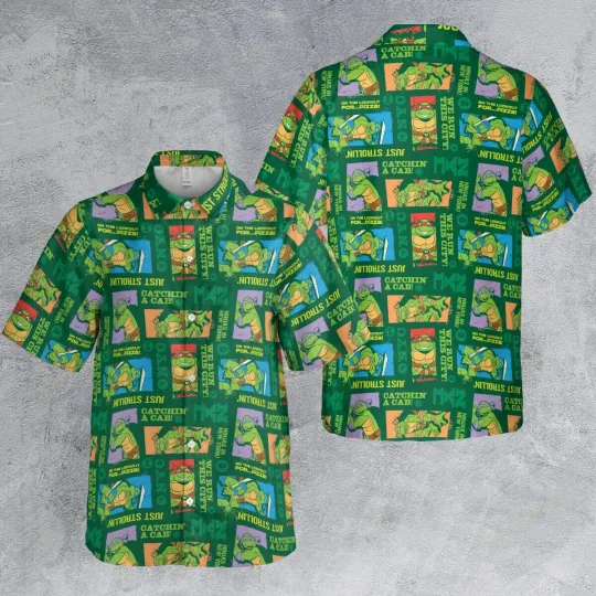 Teenage Mutant Ninja Turtles Hawaiian Button Down Shirt Unisex Adults