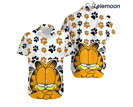 Garfield Hawaiian Button Down Shirt Unisex Adults