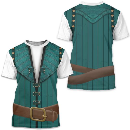 Flynn Rider Costume Cosplay 3D T-Shirt, Tangled Costume, Rapunzel Halloween Costume For Family Group T Shirt, Men Suit Cosplay Tee