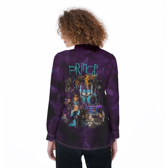 Prince Purple Shirt, Pur Rain Linen Shirt, Rock Music Shirt Linen Blouse, Prince Singer Linen Shirt, Button Up Shirt, Gift For Her