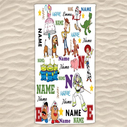Discover Personalized Disney Toy Story Beach Towel, Toy Story Towel, Toy Story Summer Beach Towel, Character Summer Vacation Gift, Cartoon Toy Towel