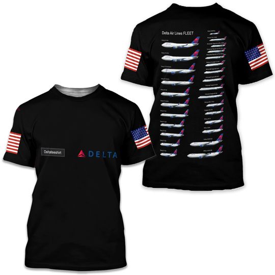 Custom Name Delta Airlines Fleet T-Shirt 3D Size
