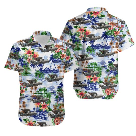 US Navy Northrop Grumman E 2C Hawkeye Hawaiian Shirt