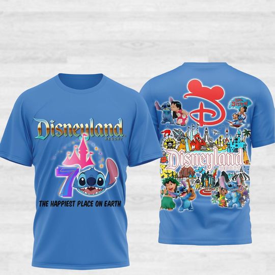 Retro Disneyland 70th Anniversary Shirt, Lilo And Stitch Shirt, Magic Kingdom Shirt, Disneyland Vacation shirt, Stitch 2025 Tee