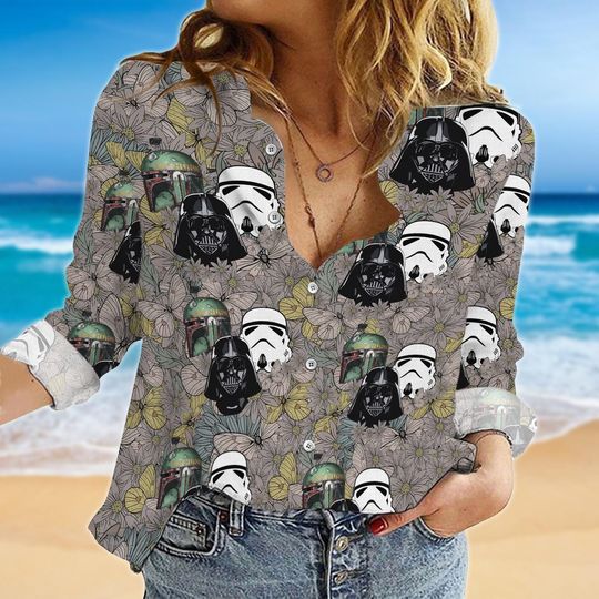 Star Wars Shirt, Star Wars Linen Shirt, Stormtrooper Women Blouses, Darth Vader Linen Blouse, Blouse Women Shirt, Star Wars Movie Gift