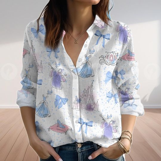 Cinde Blouse Shirt, Fairy Tale Inspired Linen Look Shirt, Princess Dream Blouse Shirt, Meet Me At Midnight Cinde Gift