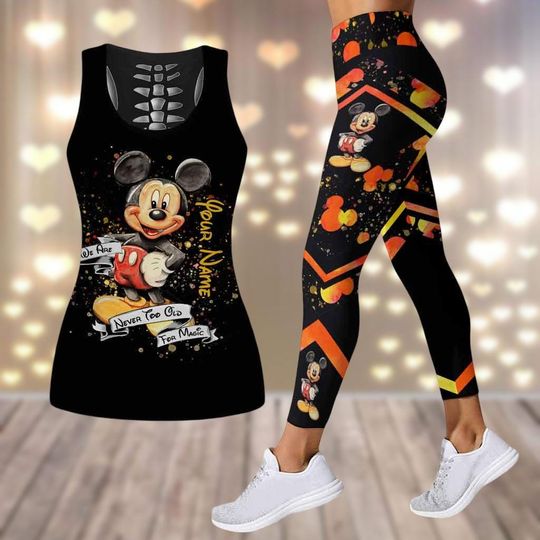 Custom Disney Mickey Tanktop, Mickey Mouse Leggings, Disney Trip Workout Tank, Mickey Love Yoga Pants, Workout Outfit For Women