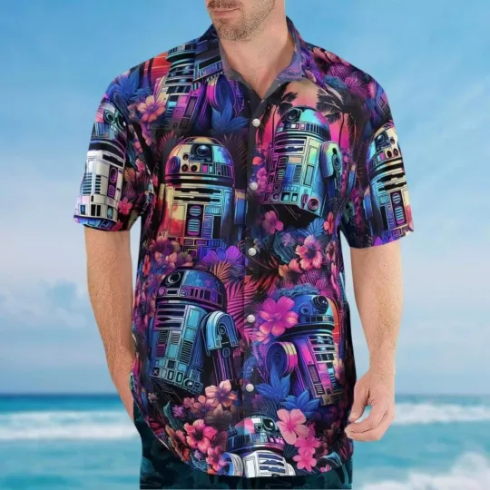 R2D2 Button Shirt, Star Wars Hawaiian Shirt, Magic Kingdom Shirt, Galaxys Edge