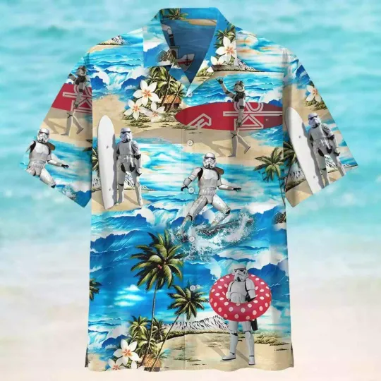 Star Wars Stormtrooper Surfing Summer Beach Aloha Galaxy's Edge Hawaiian Shirt