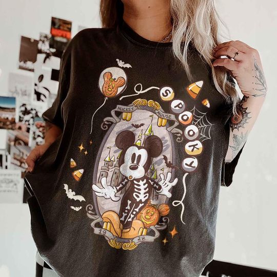 Retro Spooky Mickey Skeleton Halloween Shirts, Mickey Skeleton Coquette Shirts, Disney Trip Halloween 2025, Halloween Shirts