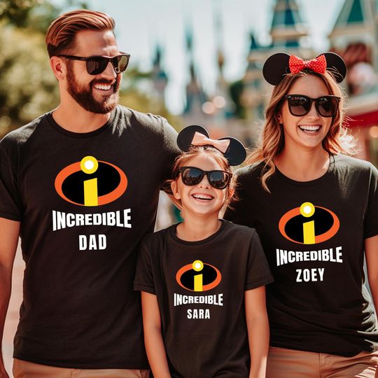 Incredible Family Matching Shirts, Disney Vacation Superhero Shirt, Funny Custom Family Design, Mom Dad Kid Shirts, Park Trip Shirt Set