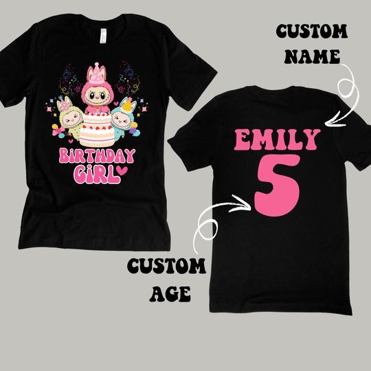 Custom Labubu Birthday Girl Shirt, Custom Birthday Shirt ,Cute Birthday Tshirt, Custom Birthday Girl Tee,  Personalized Labubu Birthday Gift