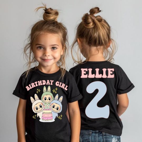 Custom Labubu Birthday Girl Shirt Personalized Labubu Birthday Gift Custom Birthday Shirt Cute Birthday T-Shirt Custom Birthday Girl Tee
