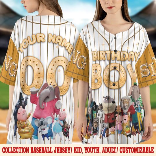Sing 2 Movie Baseball Jersey, Personalized Sing Pig Birthday Baseball Jersey, Custom Sing Characters Shirt,Gift For Baseball Fan